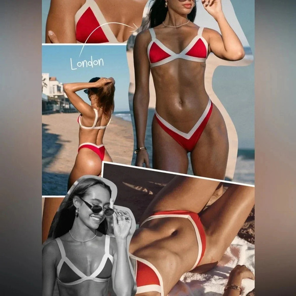 NWT OneOne Swimwear Bikini Set London Red White Small New Jesse Kameron 2024 - Picture 12 of 14